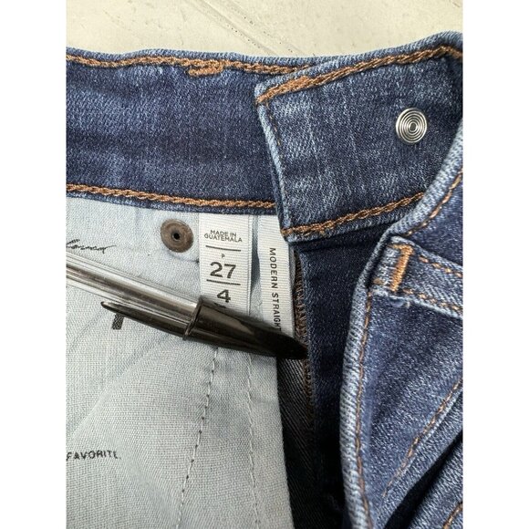 Loft Size 27 4 Womens Jeans Modern Straight Stretch Mid Rise Dark Wash - Picture 2 of 4